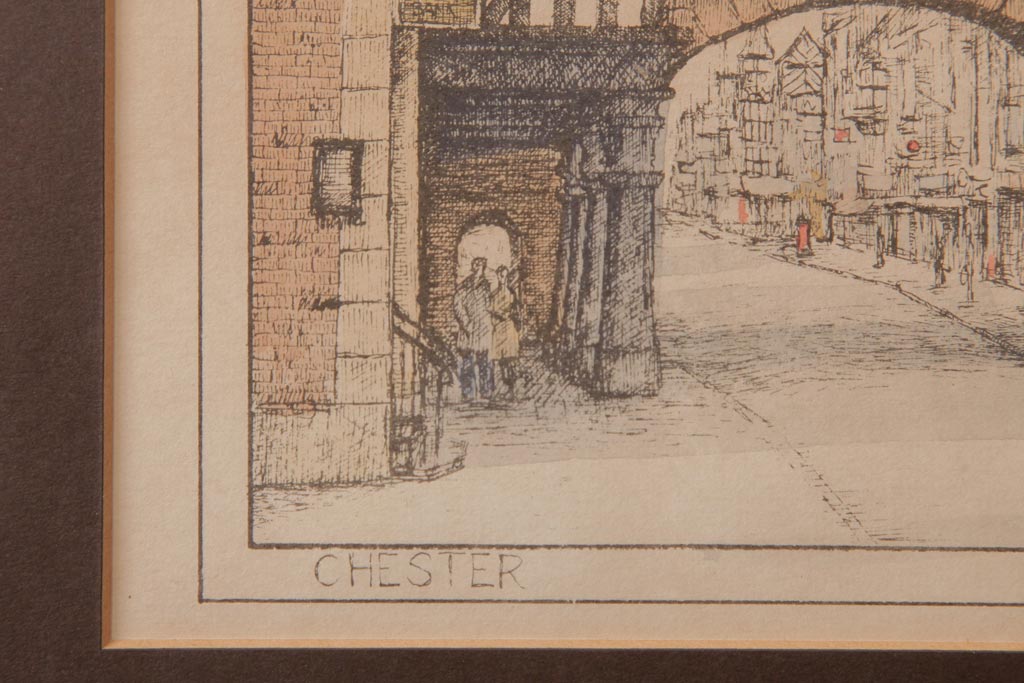 アンティーク雑貨　イギリスビンテージ　CHESTER　THE EASTGATE CLOCK　アートフレーム(壁掛け飾り)(R-037141)