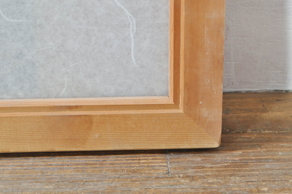 ビンテージ建具　凝ったデザインが魅力的な障子付き組子欄間1枚(明かり取り、明り取り、ヴィンテージ)(R-076361)