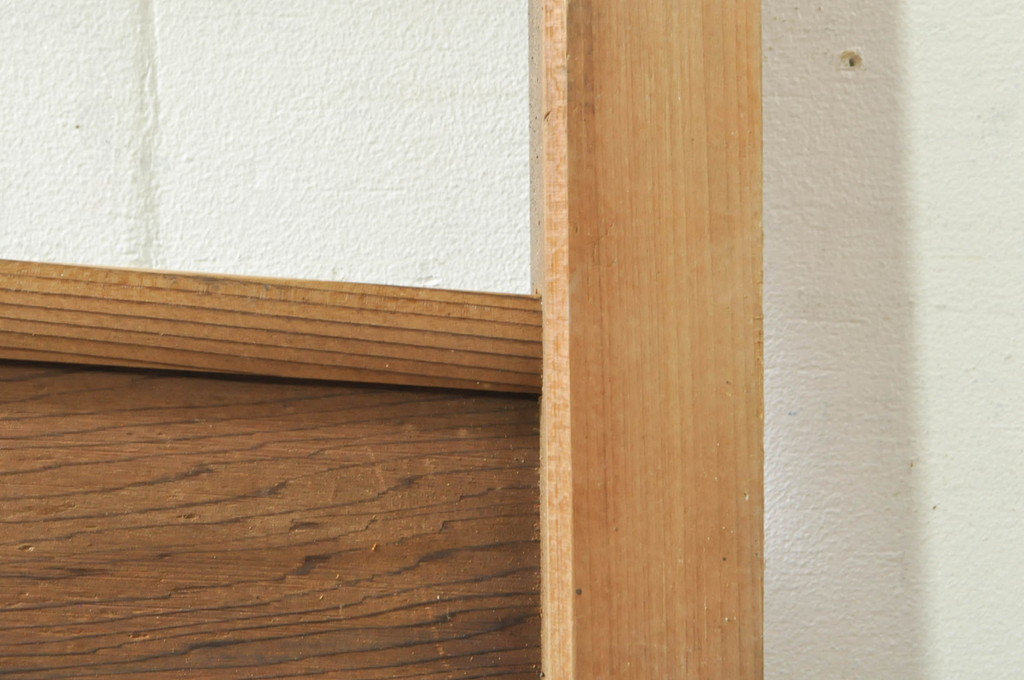 アンティーク建具　かわいらしい波千鳥の透かし彫り入り欄間2枚セット(明り取り、明かり取り)(R-076357)