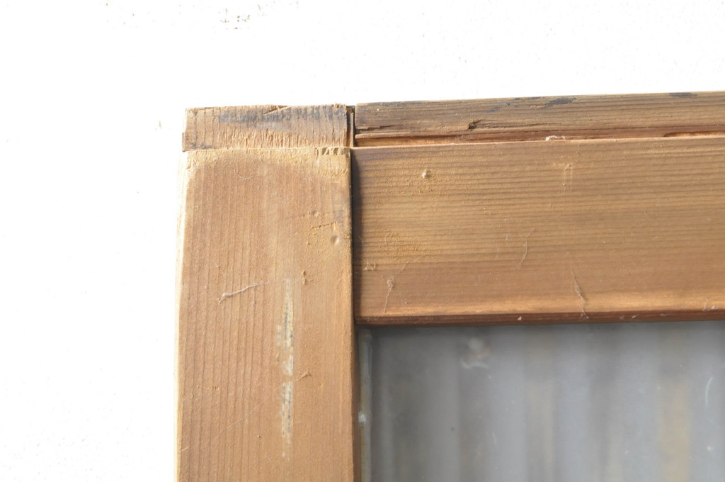 アンティーク建具　和の風情を感じられる裏ガラス入り格子戸2枚セット(引き戸、ガラス戸、ガラス帯戸)(R-076332)