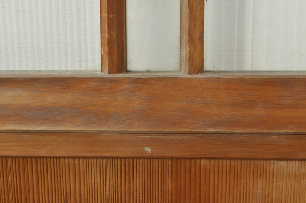 アンティーク建具　レトロな空間作りにおすすめなモールガラス入りガラス戸(引き戸)(R-076330)