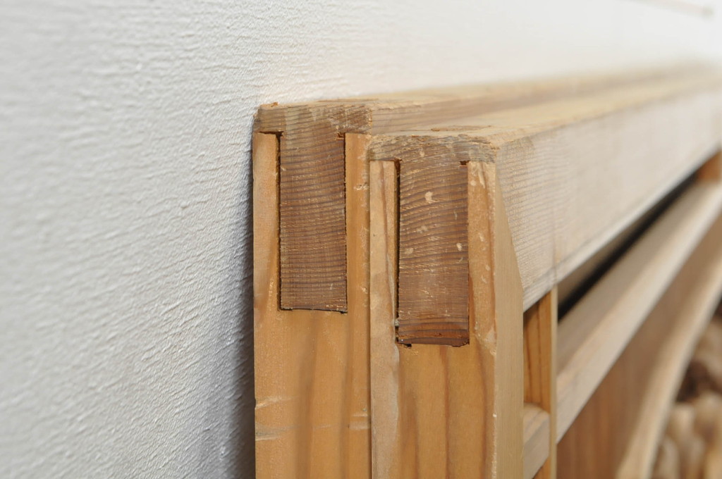 ビンテージ建具　波千鳥のデザインが上品な彫刻欄間2枚セット(明り取り、明かり取り、ヴィンテージ)(R-076351)