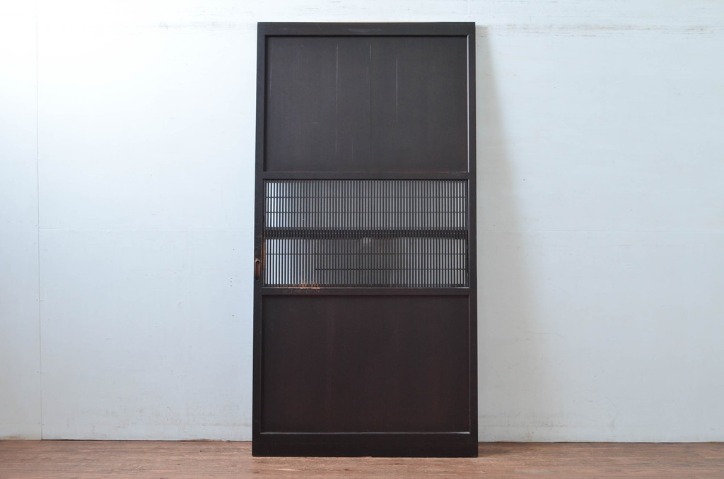 アンティーク建具　アクリル板入り　和モダンテイストのお部屋に取り入れたい格子帯戸1枚(引き戸、格子戸、板戸)(R-081066)