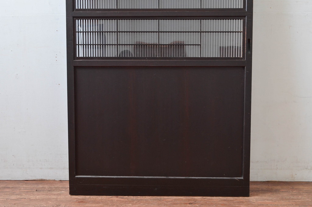 アンティーク建具　アクリル板入り　和モダンテイストのお部屋に取り入れたい格子帯戸1枚(引き戸、格子戸、板戸)(R-081066)