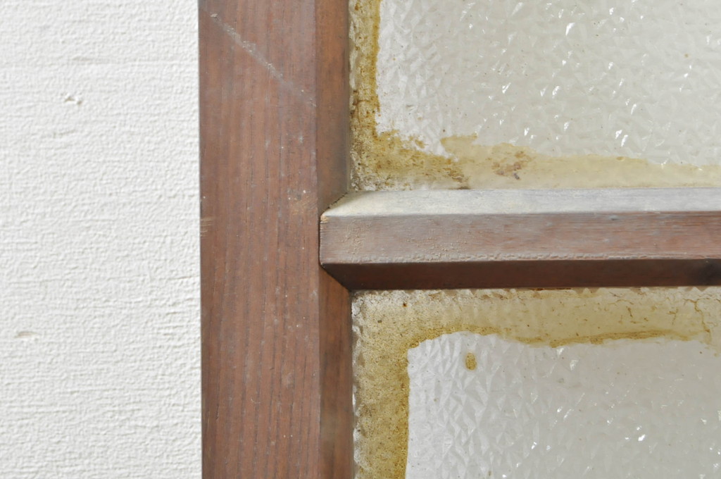 アンティーク建具　レトロな空間づくりにおすすめの両開き窓1対2枚セット(ガラス窓、ガラス戸、ガラス扉)(R-076345)