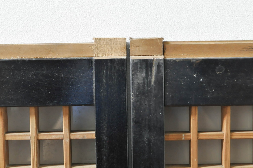 アンティーク建具　片面ガラス　上質な和の空間を演出する書院戸2枚セット(引き戸、窓)(R-076344)