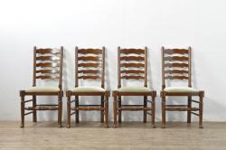 アンティーク家具　1940年代　オリジナルペイント　アンティークのベントウッドチェア(2)