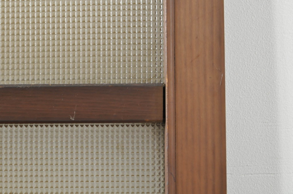 アンティーク建具　温かみのある木味が魅力的な幅狭ガラス戸4枚セット(引き戸)(R-076088)