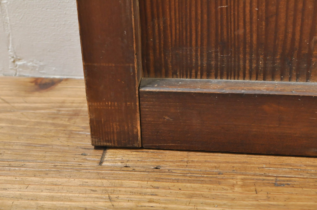 アンティーク建具　温かみのある木味が魅力的な幅狭ガラス戸4枚セット(引き戸)(R-076088)