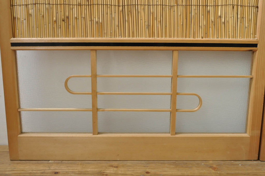 ビンテージ建具　つづれガラス　涼しげな和の空間を演出する幅狭夏戸4枚セット(引き戸、簾戸、簀戸、葭戸、すど、夏障子、ヴィンテージ)(R-077448)
