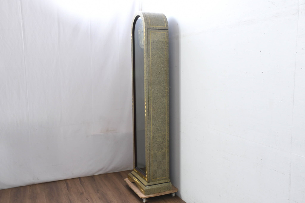 中古　美品　ARTEM(アルテム)社製　Diamantini Domeniconi(ディアマンティーニ　ドメニコーニ)　バーズアイメープル　端正な作りの真鍮(しんちゅう)象嵌入りホールクロック(時計台、振り子時計、ディスプレイ)(定価約50万円)(R-082157)