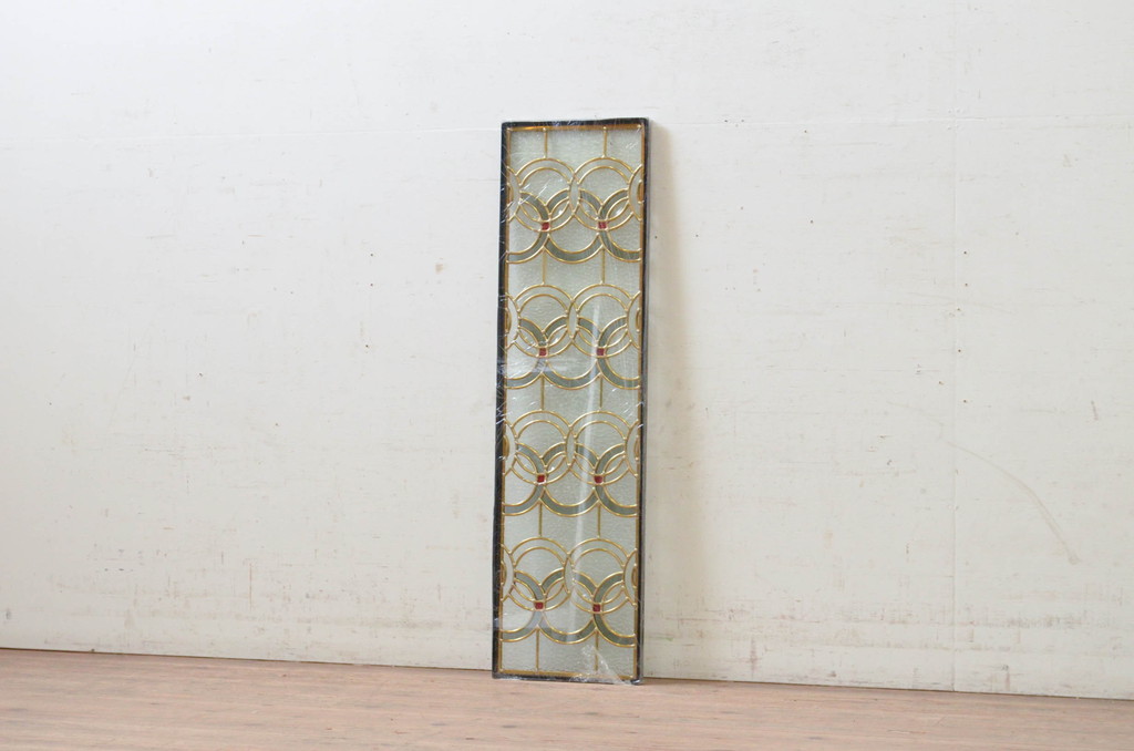 未使用品　二重丸(にじゅうまる)　デットストック品のステンドグラス(建具、ドア、窓、照明、衝い立て、衝立、つい立て)(定価約7万9千円)(R-072990)