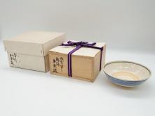 美品　輪島塗　平野漆器店　扇面蒔絵　木製雑煮椀5客(黒漆、お椀、漆器)(R-052617)