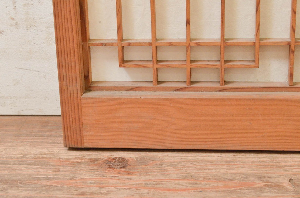 ビンテージ建具　組子のデザインがお洒落な障子付き書院戸4枚セット(障子戸、窓、引き戸、ヴィンテージ)(R-073949)