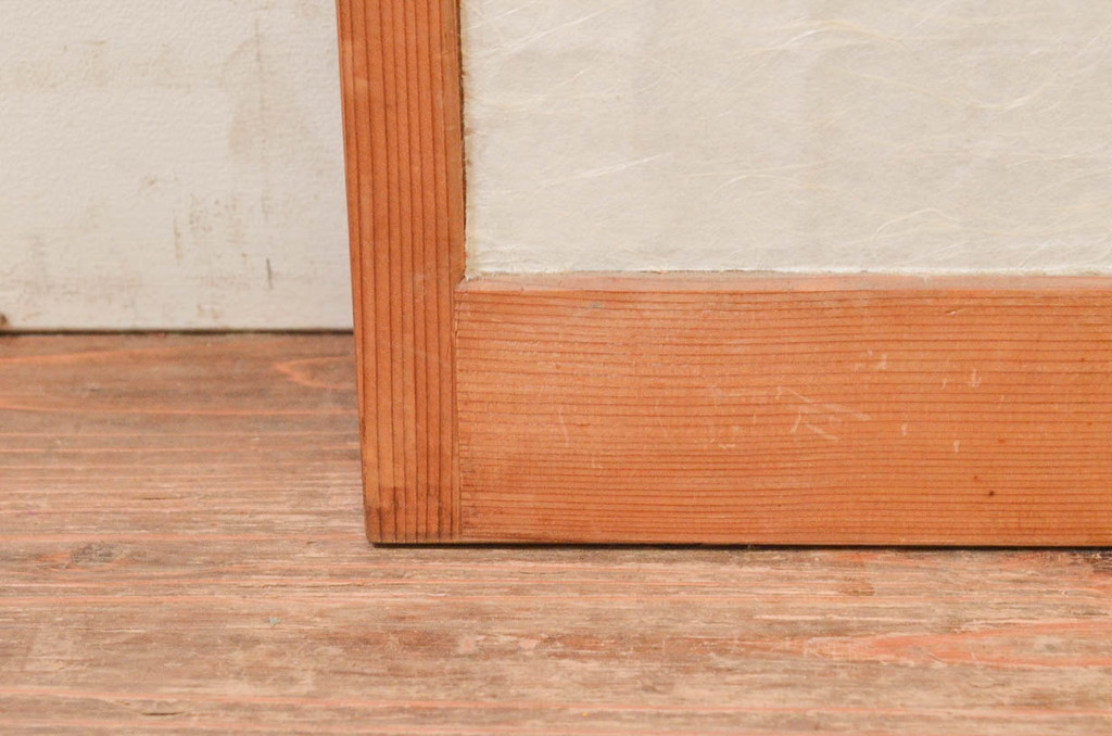 ビンテージ建具　組子のデザインがお洒落な障子付き書院戸4枚セット(障子戸、窓、引き戸、ヴィンテージ)(R-073949)