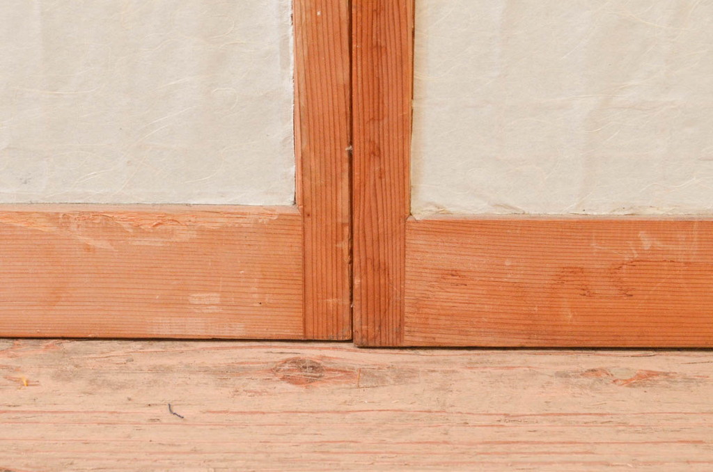 ビンテージ建具　組子のデザインがお洒落な障子付き書院戸4枚セット(障子戸、窓、引き戸、ヴィンテージ)(R-073949)