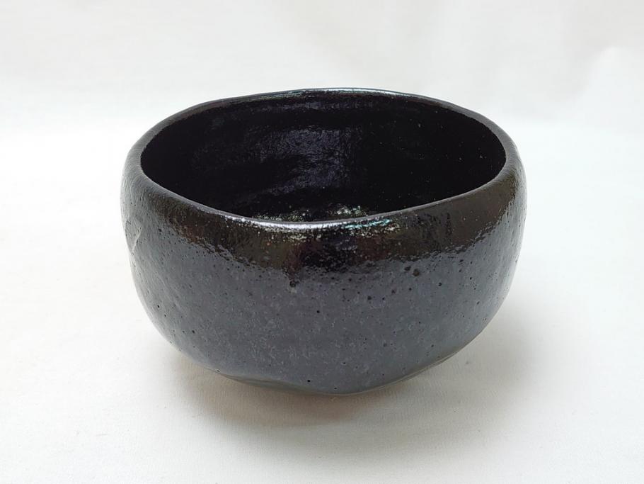 十代　大樋長左衛門　黒茶碗(大樋年郎作)　約13cm　4.3寸(共箱付き、和食器、茶道具、茶器、四寸三分)(R-063263)