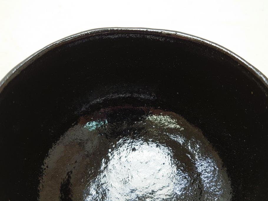 十代　大樋長左衛門　黒茶碗(大樋年郎作)　約13cm　4.3寸(共箱付き、和食器、茶道具、茶器、四寸三分)(R-063263)