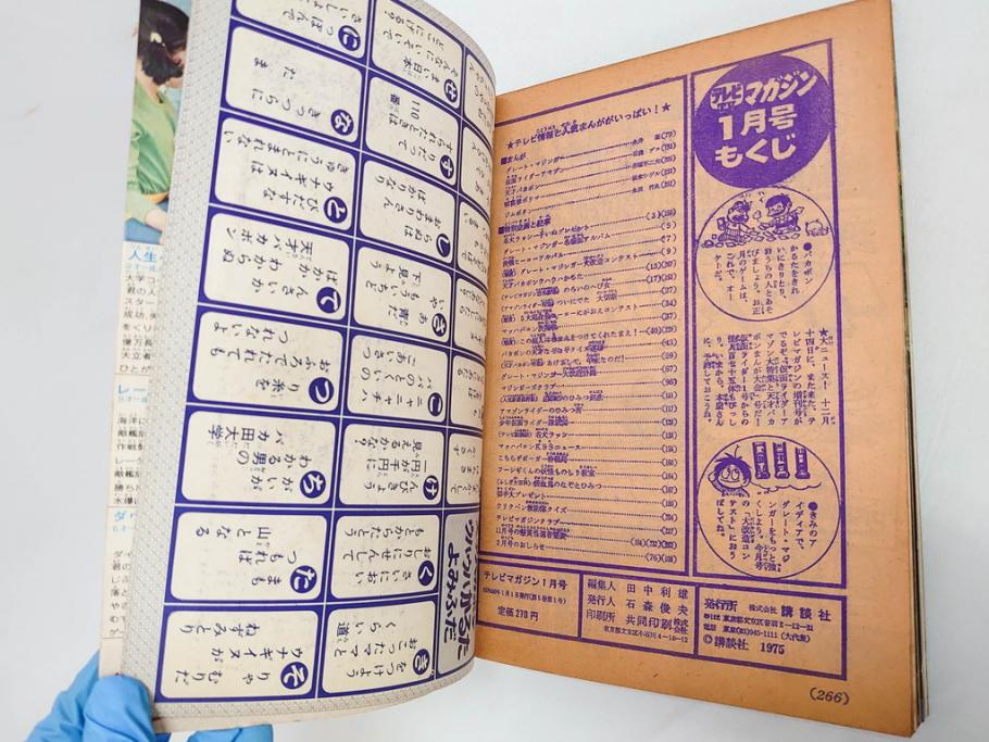 昭和50年　1975年　テレビマガジン 1月号・2月号　テレビ雑誌2冊セット(グレートマジンガー、仮面ライダーアマゾン、ブロマイド、かるた、絵はがき、情報誌、古本)(R-082274)