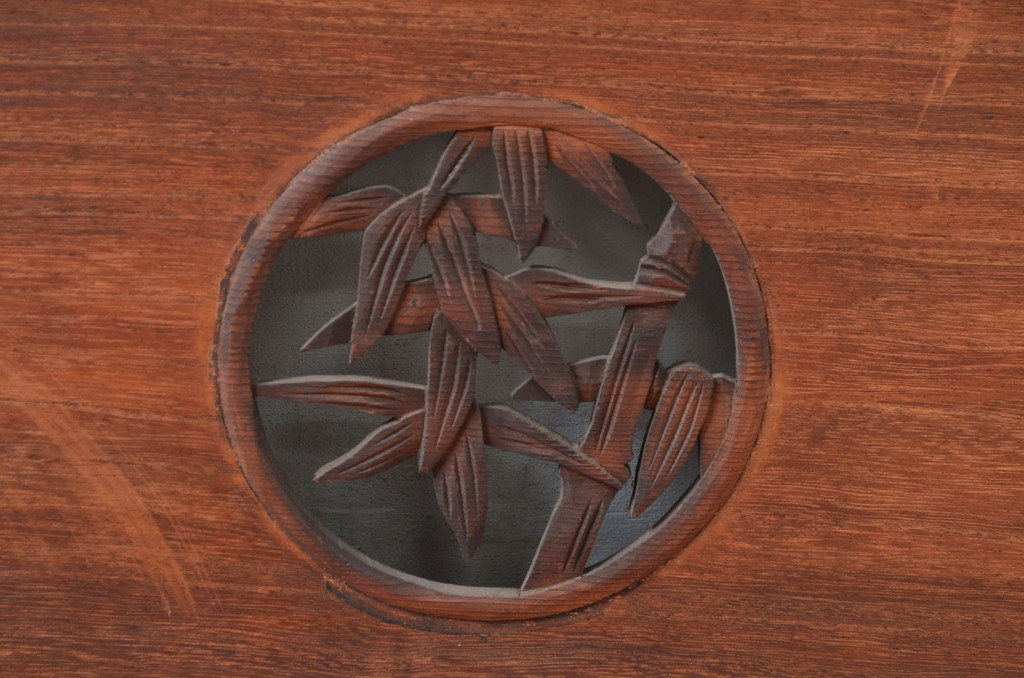 アンティーク建具　竹と菊の図柄が素敵な彫刻欄間1枚(明かり取り、明り取り)(R-081955)