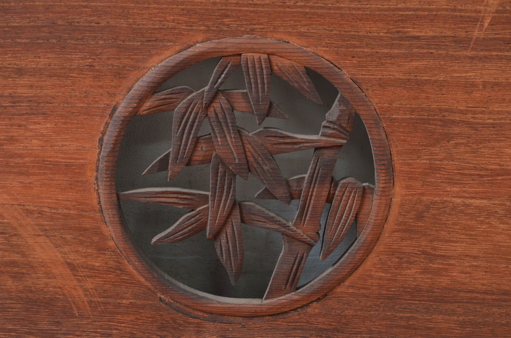 アンティーク建具　竹と菊の図柄が素敵な彫刻欄間1枚(明かり取り、明り取り)(R-081955)