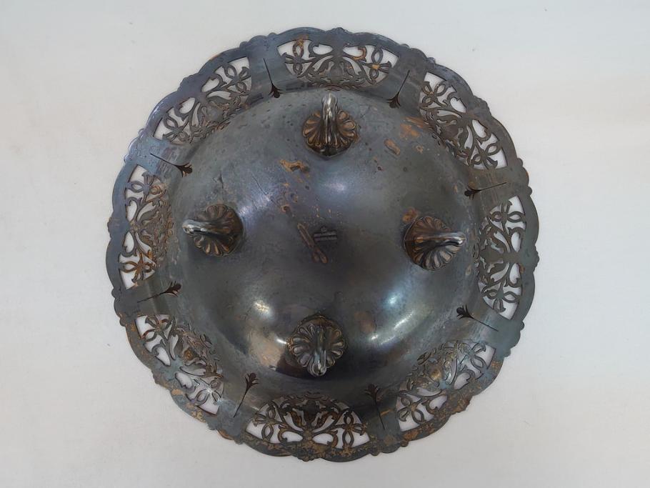 宮本商行　MIYAMOTO-SHOKO　純銀製　STERLINGSILVER　透飾貝脚　コンポート　540g　繊細な装飾がテーブルに華やぎをもたらす菓子器(皿)(R-063270)