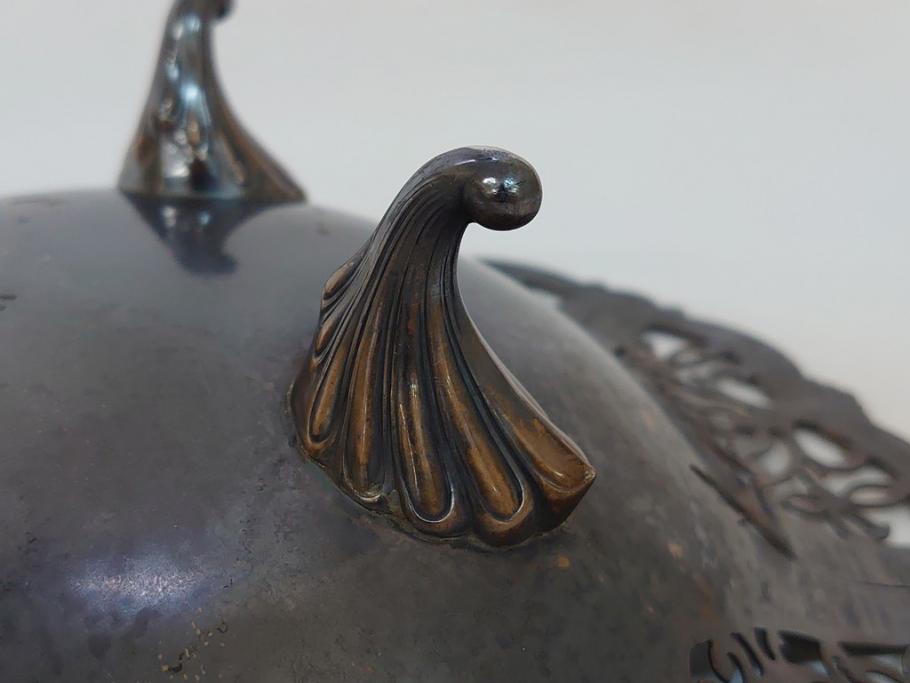 宮本商行　MIYAMOTO-SHOKO　純銀製　STERLINGSILVER　透飾貝脚　コンポート　540g　繊細な装飾がテーブルに華やぎをもたらす菓子器(皿)(R-063270)