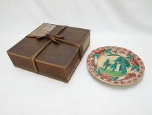 古犬山焼　麒麟　鳳凰文　赤絵十八角皿(共箱付き、和食器、平皿)(R-063274)
