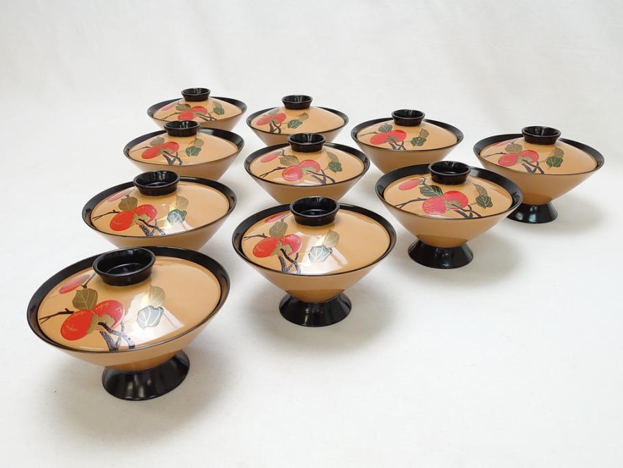 漆器 膳 5枚セット 輪島塗り おぼん うまかっ 花柄 商売 昭和 アンティーク