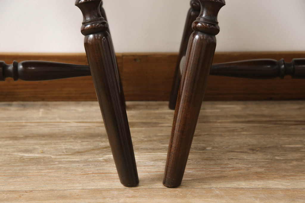 中古　美品　松本民芸家具　上品な佇まいが魅力のSP型スピンドルチェア2脚セット(板座チェア、椅子、イス、ダイニングチェア)(R-065717)