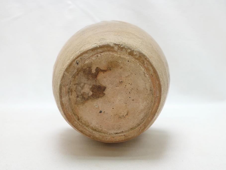 時代物　高麗青磁　一味違ったディスプレイが叶う花瓶(共箱付き、中国、李朝、花器、花生、陶磁器)(R-063286)
