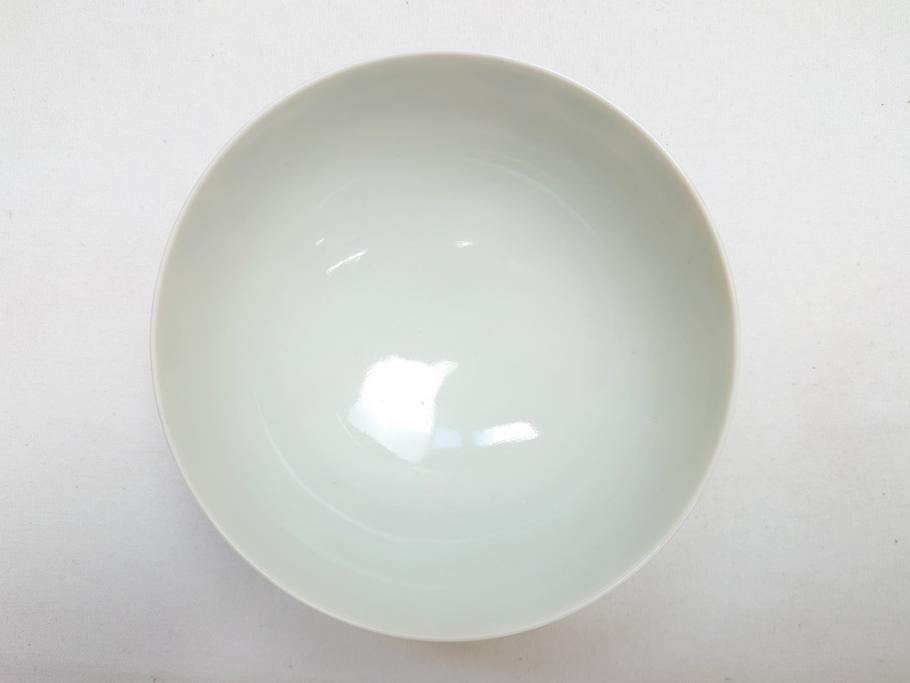 江戸期　古伊万里　染付　色絵　渦福　3.5寸　約10.7cm　フタ付き茶碗5客セット(和食器、三寸五分)(R-063287)