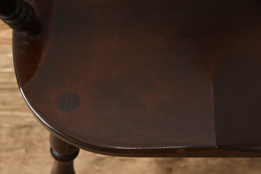 中古　松本民芸家具　#91型　落ち着きのある大人カフェ風インテリアが叶うキャプテンチェア(アームチェア、板座チェア、椅子、ダイニングチェア、イス)(R-059988)