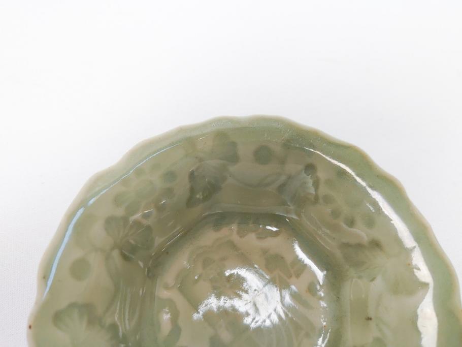 江戸〜明治 三田青磁 三田焼 3.3寸 約10cm 小皿4客セット(和食器 江戸〜明治 三田青磁 三田焼 3.3寸 約10cm 小皿4客セット(和食器