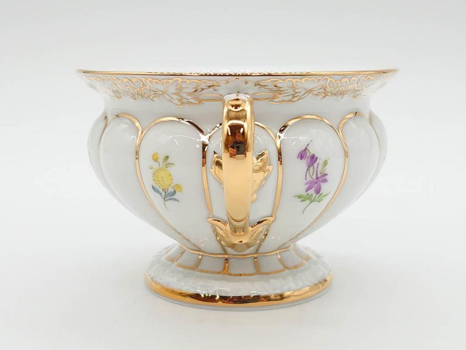 ドイツ　マイセン　Meissen　金彩　宮廷の小花　Xフォーム　ゴールドの装飾が優美な印象を与えるトリオセット(散らし小花、カップ&ソーサー、C&S、プレート、皿、洋食器)(R-075788)
