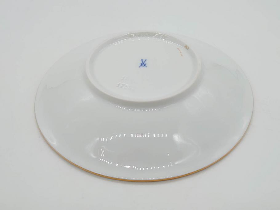 ドイツ　マイセン　Meissen　金彩　宮廷の小花　Xフォーム　ゴールドの装飾が優美な印象を与えるトリオセット(散らし小花、カップ&ソーサー、C&S、プレート、皿、洋食器)(R-075788)