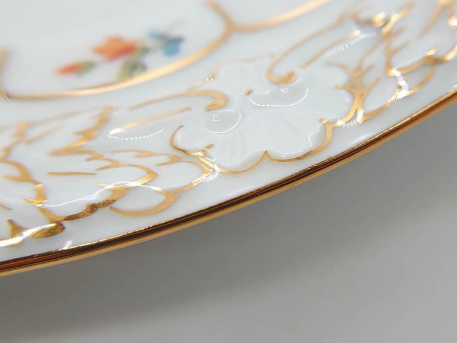 ドイツ　マイセン　Meissen　金彩　宮廷の小花　Xフォーム　ゴールドの装飾が優美な印象を与えるトリオセット(散らし小花、カップ&ソーサー、C&S、プレート、皿、洋食器)(R-075788)