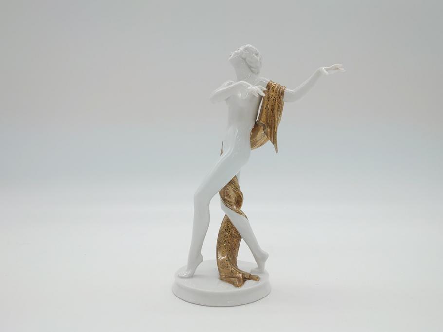 ドイツ　ローゼンタール(Rosenthal)　裸婦　女性　今にも動き出しそうなしなやかな造りのフィギュリン(陶磁器、置物)(R-061141)
