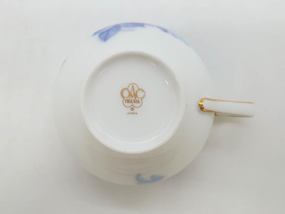 大倉陶園(OKURA、OAC)　ブルーフラワー　清楚な絵付けが上品な雰囲気を醸し出すカップ&ソーサー6客セット(C&S、洋食器)(R-075790)