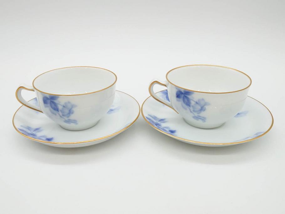 大倉陶園(OKURA、OAC)　ブルーフラワー　清楚な絵付けが上品な雰囲気を醸し出すカップ&ソーサー6客セット(C&S、洋食器)(R-075790)