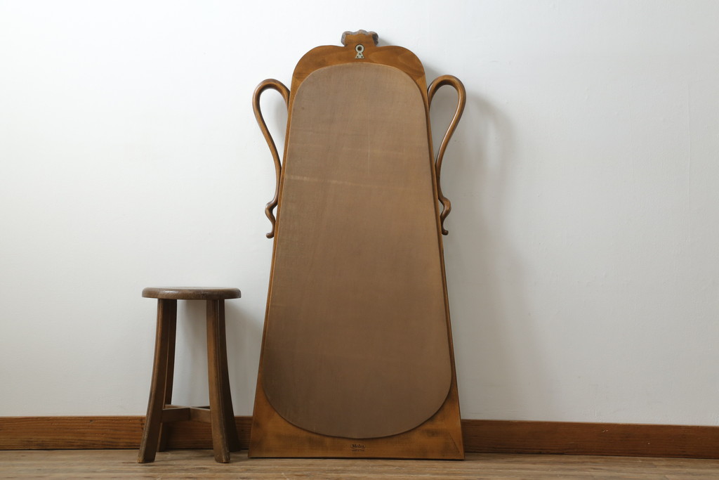 中古　美品　イタリア高級家具　メデア(Medea)　華やかな意匠が素敵なミラー(鏡、姿見)(定価約20万円)(R-075823)
