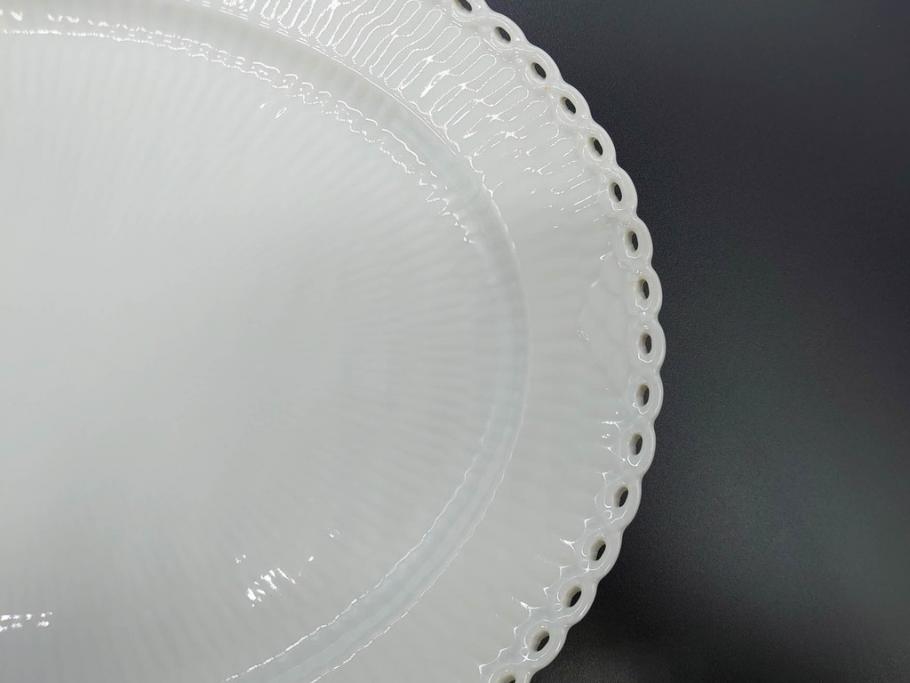 稀少　デンマーク　ROYAL COPENHAGEN(ロイヤルコペンハーゲン)　White Fluted Full Lace　ホワイトフルーテッド フルレース　美しいデザインが優雅さを演出するプレート4枚セット(皿、洋食器)(R-075791)