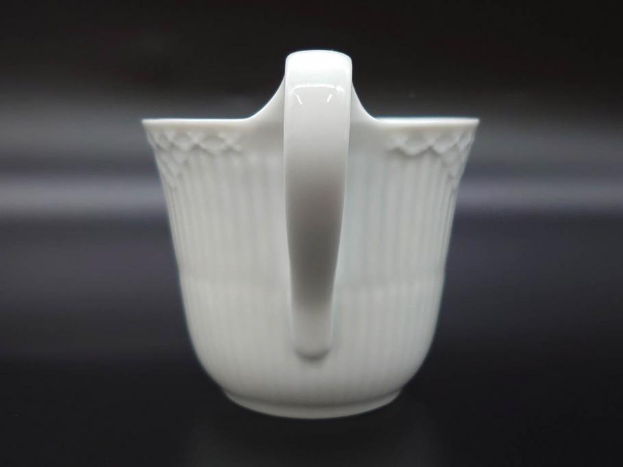 デンマーク　ROYAL COPENHAGEN(ロイヤルコペンハーゲン)　ホワイトフルーテッド ハーフレース　ブルーフラワー カーブ　ハイハンドル 気品漂う佇まいが魅力のカップ&ソーサー3客セット(White Fluted、C&S、洋食器)(R-075792)