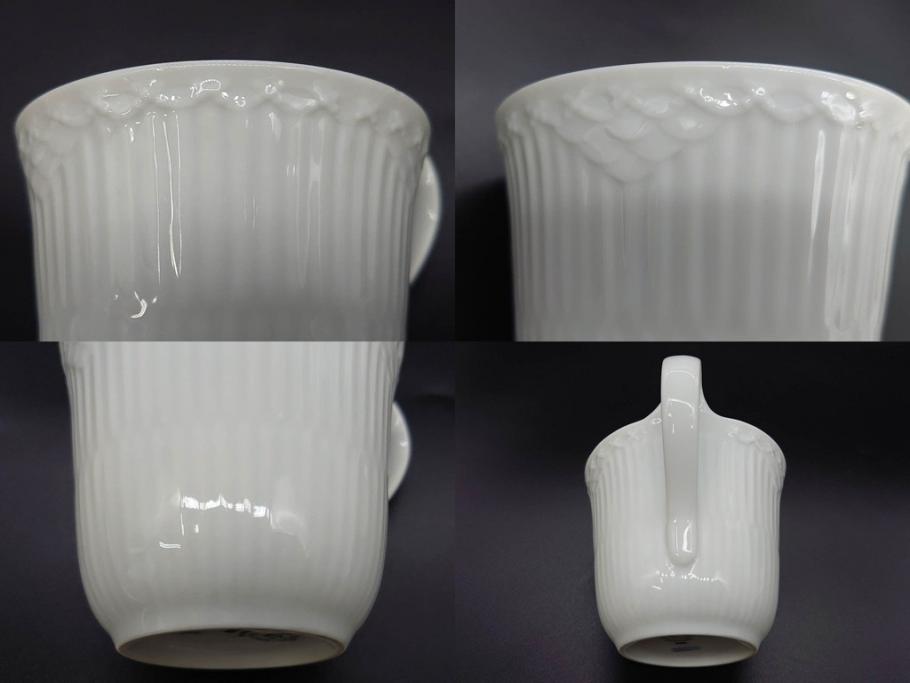 デンマーク　ROYAL COPENHAGEN(ロイヤルコペンハーゲン)　ホワイトフルーテッド ハーフレース　ブルーフラワー カーブ　ハイハンドル 気品漂う佇まいが魅力のカップ&ソーサー3客セット(White Fluted、C&S、洋食器)(R-075792)