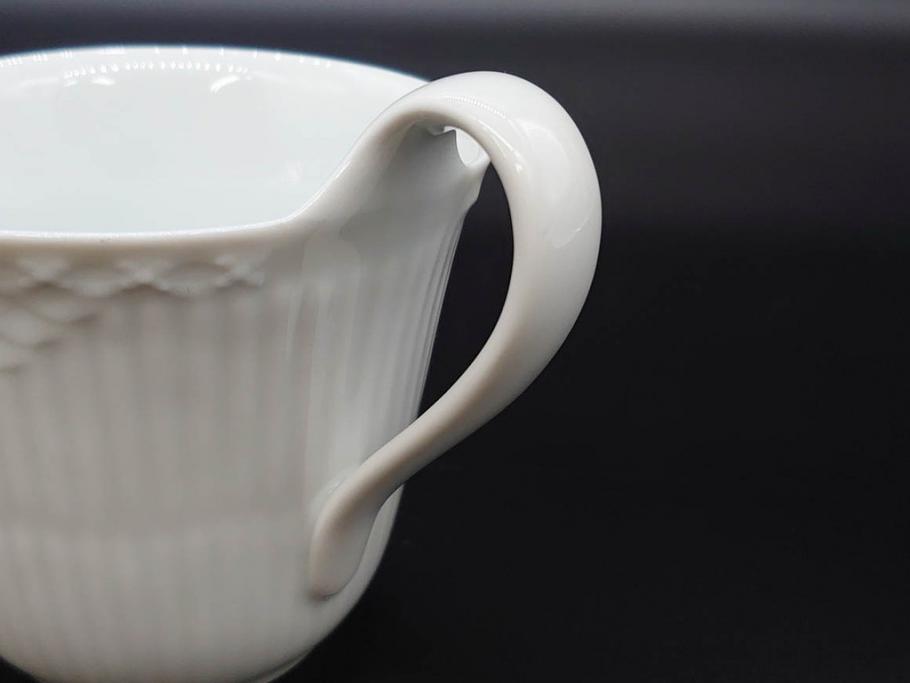 デンマーク　ROYAL COPENHAGEN(ロイヤルコペンハーゲン)　ホワイトフルーテッド ハーフレース　ブルーフラワー カーブ　ハイハンドル 気品漂う佇まいが魅力のカップ&ソーサー3客セット(White Fluted、C&S、洋食器)(R-075792)