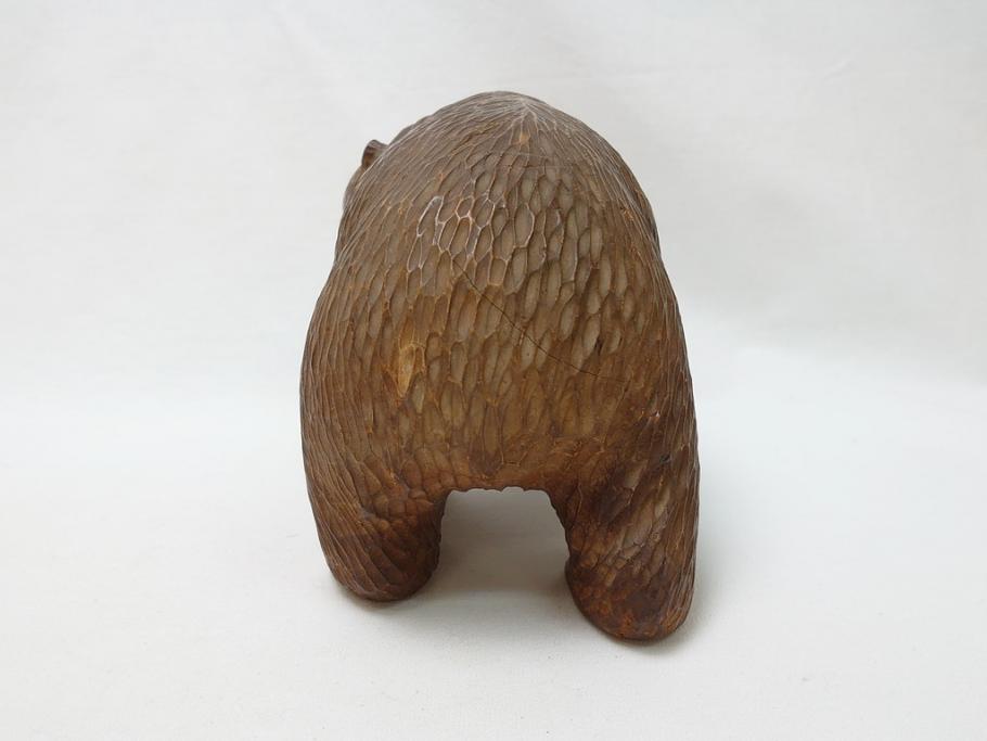 古い　アイヌ　ガラス目　木彫りの熊(ディスプレイ、置物、くま、クマ)(R-063321)