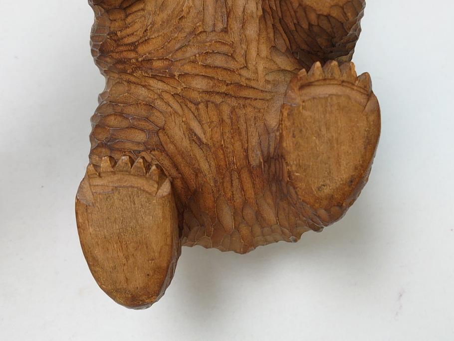 古い　アイヌ　ガラス目　木彫りの熊(ディスプレイ、置物、くま、クマ)(R-063321)