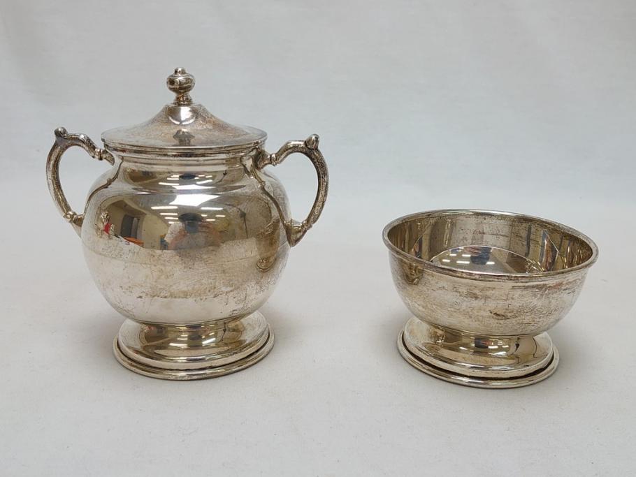 ビンテージ　銀製　総重量約2319g　STERLING(スターリング)925　MEXICO　ティーセット5点(ポット2点、クリーマー、シュガーポット2点、洋食器、銀食器、ヴィンテージ)(R-063324)