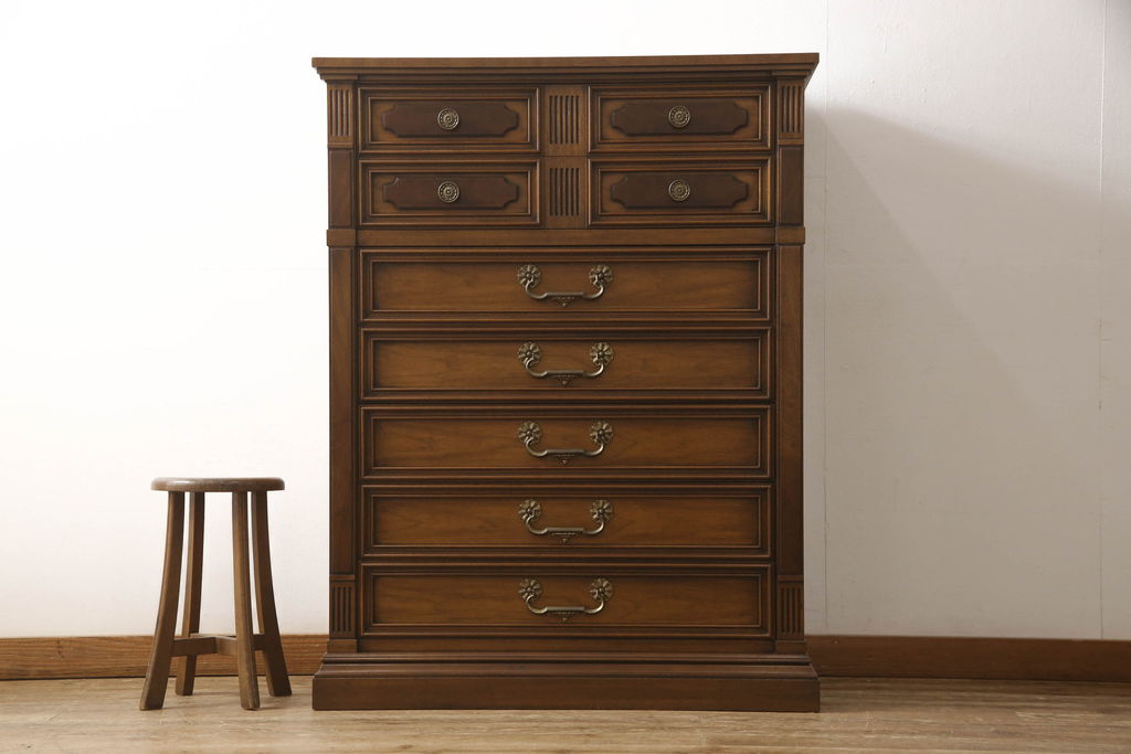 中古　美品　DREXEL HERITAGE(ドレクセルヘリテイジ)　FRANCESCA(フランチェスカ)シリーズ　浅めの引き出しが付いた上質なチェスト(サイドチェスト、タンス)(定価約84万円)(R-056859)