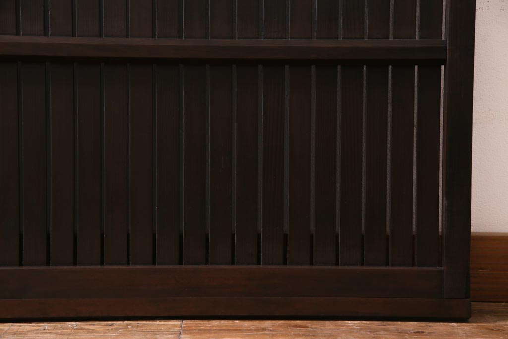 アンティーク建具　和製アンティーク　深い色合いが趣きのある平格子戸2枚セット(引き戸、建具)(R-037410)
